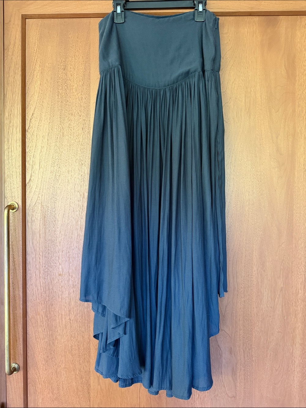 Free People Slate Blue Asymmetrical Flow Maxi Skirt w side slits